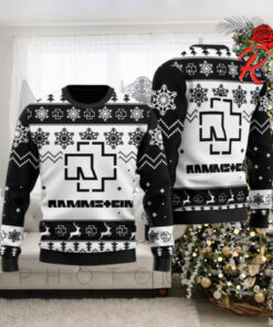 Rammstein Classic Black And White Custom Name Knitted Ugly Christmas Sweater Gift For Fans