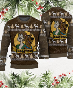 Scooby Doo And Shaggy Brown Reindeer Pattern Holiday Sweater