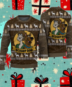 Scooby Doo And Shaggy Brown Reindeer Pattern Holiday Sweater