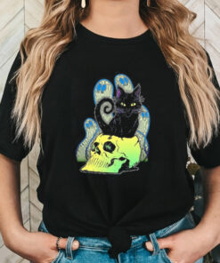 Skull Cat with Ghosts Halloween shirt