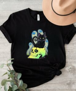 Skull Cat with Ghosts Halloween shirt