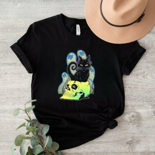 Skull Cat with Ghosts Halloween shirt