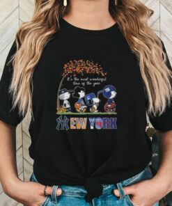 Snoopy Character It’s The Most Wonderful Time Of The Year New York Yankees Knicks Rangers And Giants 2024 Shirt