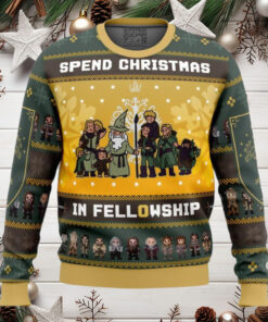 Spend Christmas In Fellowship The Lord Of The Rings Anime Ugly Christmas Sweater