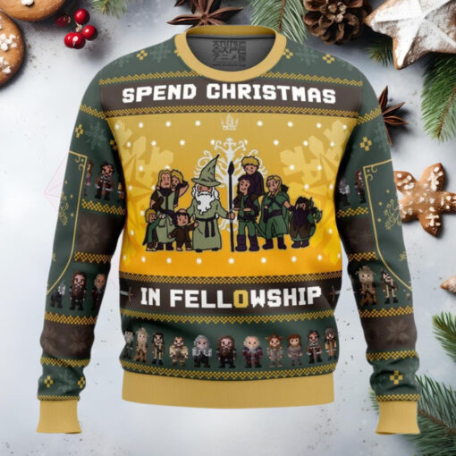 Spend Christmas In Fellowship The Lord Of The Rings Anime Ugly Christmas Sweater