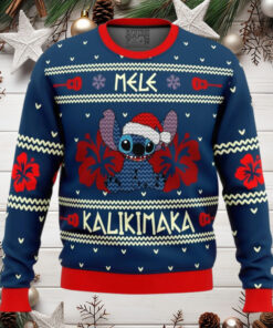 Stitch Mele Kalikimaka Anime Ugly Christmas Sweater