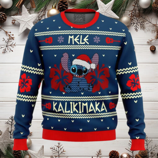 Stitch Mele Kalikimaka Anime Ugly Christmas Sweater