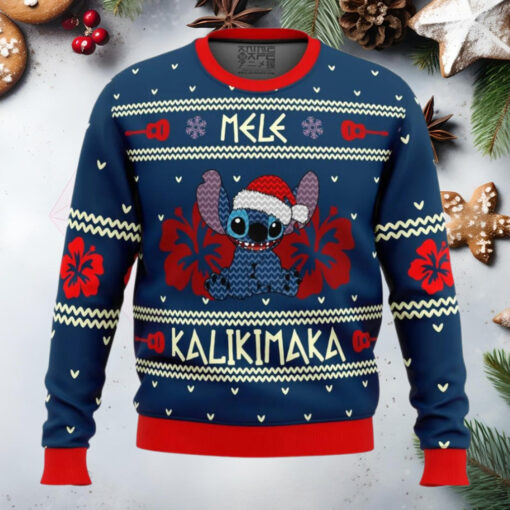 Stitch Mele Kalikimaka Anime Ugly Christmas Sweater