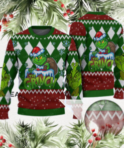 The Grinch With Santa Hat Christmas Sweater