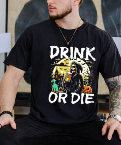 The grim reaper drinking beer or die Halloween shirt