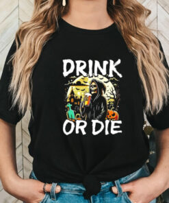 The grim reaper drinking beer or die Halloween shirt