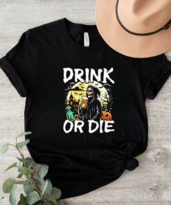 The grim reaper drinking beer or die Halloween shirt