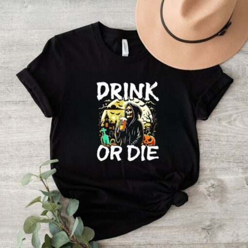 The grim reaper drinking beer or die Halloween shirt