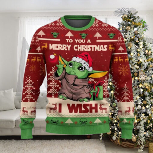 To You A Merry Christmas I Wish Baby Grogu Star War Christmas Sweater