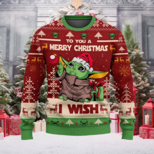 To You A Merry Christmas I Wish Baby Grogu Star War Christmas Sweater