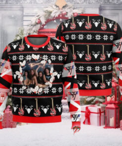 Van Halen Band Photo Xmas Wreath Detail Gifts 2024 Ugly Christmas Sweater