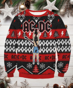 AC DC Rock Band Chirstmas Gifts 2024 Xmas For Family And Friends Ugly Sweater