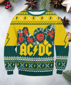 AC DC Yellow Chirstmas Gifts 2024 Xmas For Family And Friends Ugly Sweater