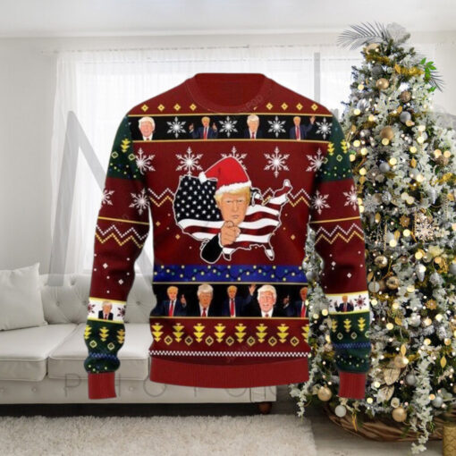 American Flag Donald Trump Ugly Sweater Gift For Family Ugly Christmas Sweater