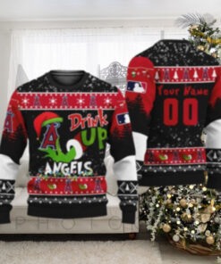 Angels Christmas Sweater Grinch Drink Up Holiday Design Customizable Name