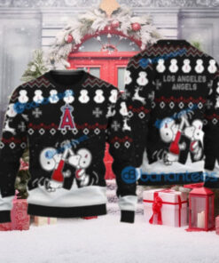 Angels Christmas Sweater Snoopy Snowman Black Festive Design