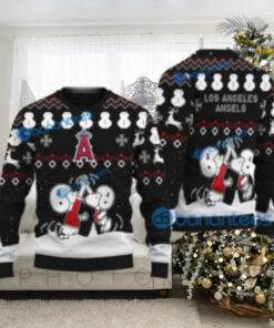 Angels Christmas Sweater Snoopy Snowman Black Festive Design