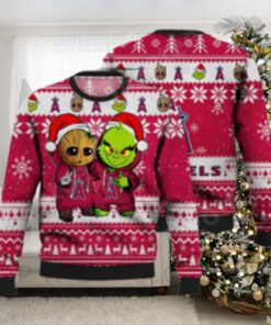 Angels Christmas Sweater With Groot And Grinch Holiday Design