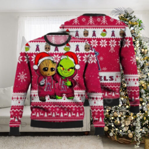 Angels Christmas Sweater With Groot And Grinch Holiday Design