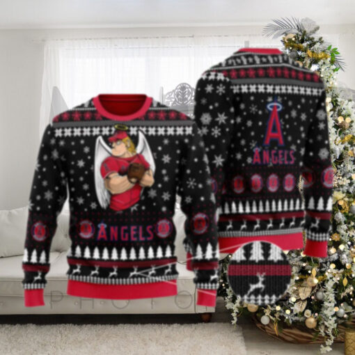 Angels Ugly Christmas Sweater Baseball Angel Character Holiday Theme