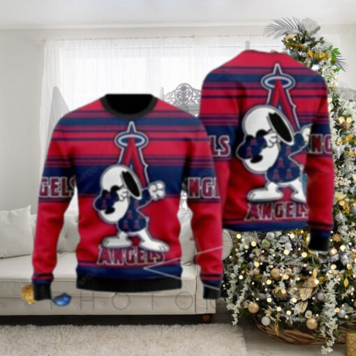 Angels Ugly Christmas Sweater With Snoopy Dabbing Festive Look