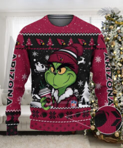 Arizona Cardinals The Grinch Drink Coffee Ugly Christmas Sweater