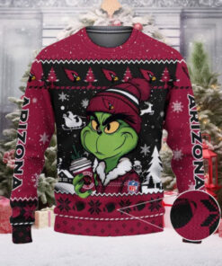 Arizona Cardinals The Grinch Drink Coffee Ugly Christmas Sweater