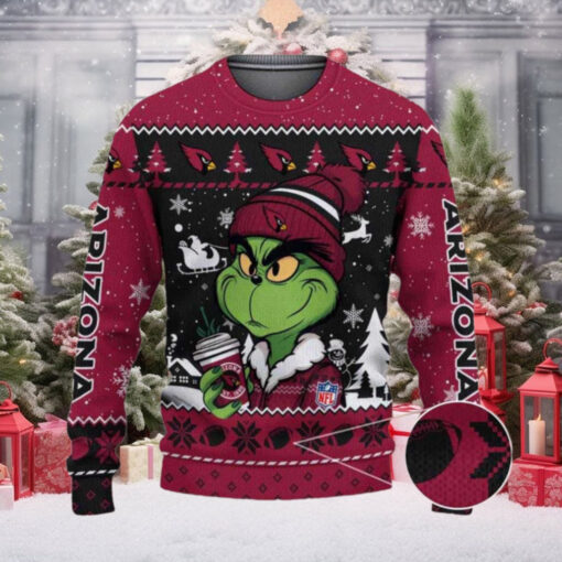 Arizona Cardinals The Grinch Drink Coffee Ugly Christmas Sweater