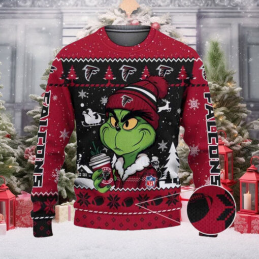 Atlanta Falcons The Grinch Drink Coffee Ugly Christmas Sweater