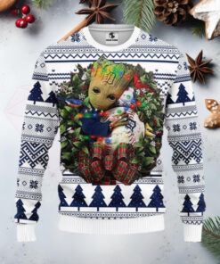 Baby Groot Detroit Tigers Christmas Wreath Sweater