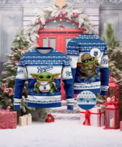 Baby Yoda Baseball KC Royals Christmas Ugly Sweater