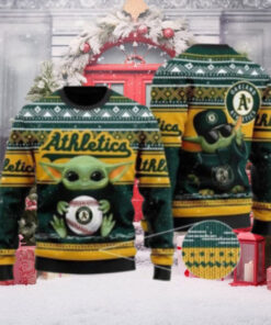 Baby Yoda Baseball Oakland Athletics Ugly Christmas Sweater