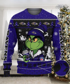 Baltimore Ravens The Grinch Drink Coffee Ugly Christmas Sweater