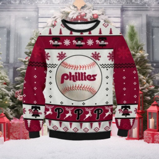 Baseball Print Philadelphia Phillies Ugly Christmas Sweater