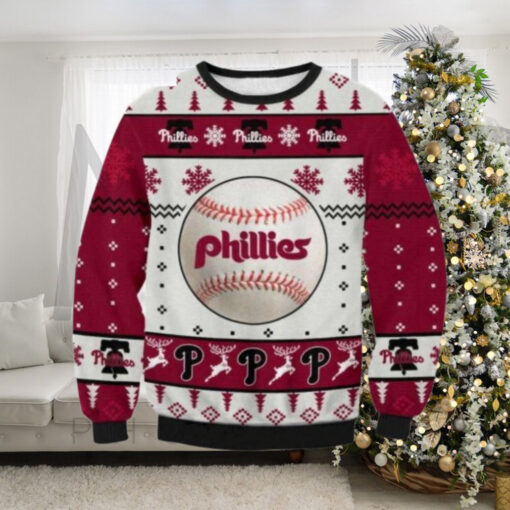 Baseball Print Philadelphia Phillies Ugly Christmas Sweater