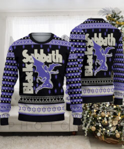 Black Sabbath Mascot Henry Knitted Black And Purple Fans Gift Ugly Christmas Sweater