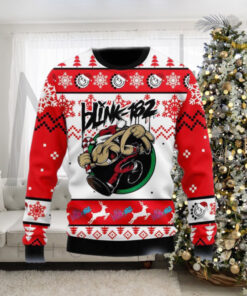 Blink 182 Band Merry Christmas Running Santa Rabbit Knitted 2024 Ugly Christmas Sweater