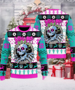 Blink 182 Punk Rock Skeleton With Logo Holiday Gift Knitted Ugly Christmas Sweater