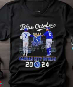 Blue October Kansas City Royals Bobby Witt Jr. and Salvador Perez signature 2024 shirt