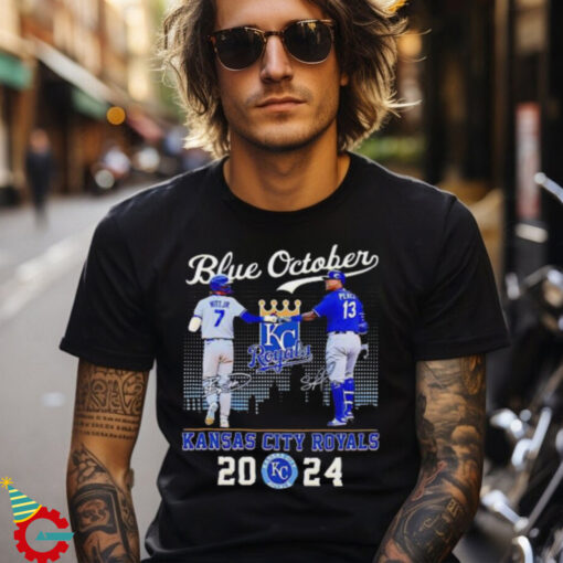 Blue October Kansas City Royals Bobby Witt Jr. and Salvador Perez signature 2024 shirt