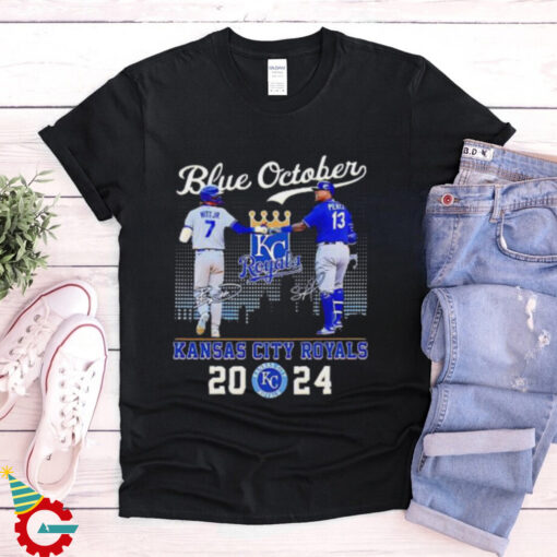 Blue October Kansas City Royals Bobby Witt Jr. and Salvador Perez signature 2024 shirt