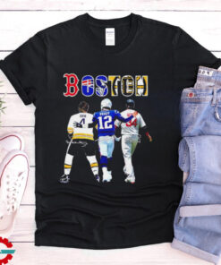 Boston sports teams legend Orr Brady and Ortiz signatures shirt