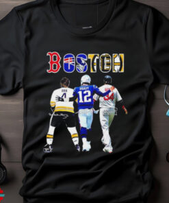 Boston sports teams legend Orr Brady and Ortiz signatures shirt