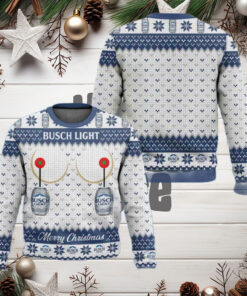 Busch Light Titties Funny Chirstmas Gifts 2024 Xmas For Family And Friends Ugly Sweater