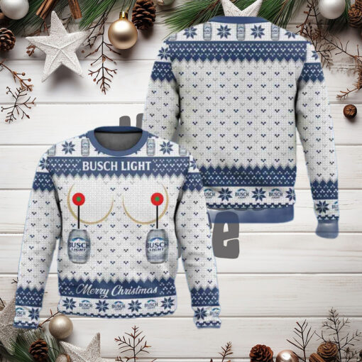 Busch Light Titties Funny Chirstmas Gifts 2024 Xmas For Family And Friends Ugly Sweater